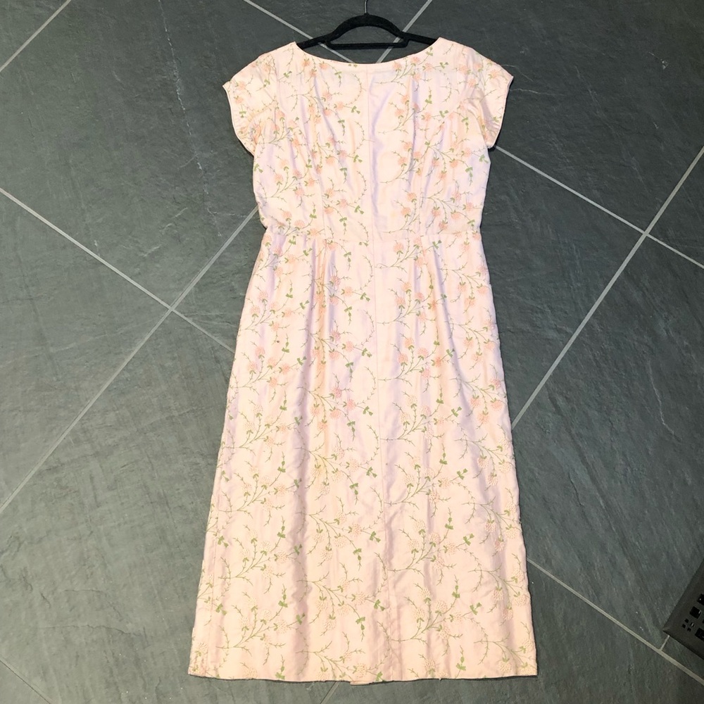 Vintage Pink Handmade Dress Pockets Backzip Embroidered Size 8/10